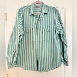 Vintage Levi’s Silver Label Green & Gray Stripw Button down Shirt